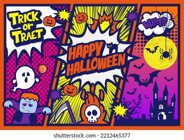 The pop art style, Comic book concept HALLOWEEN speech bubble.