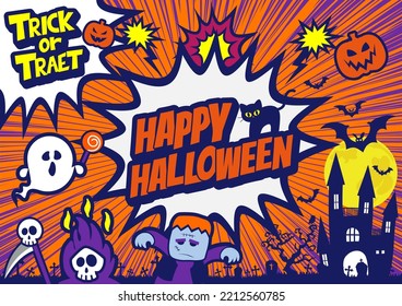 The pop art style, Comic book concept HALLOWEEN speech bubble.