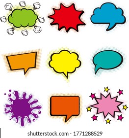Pop art style comic speech bubbles set