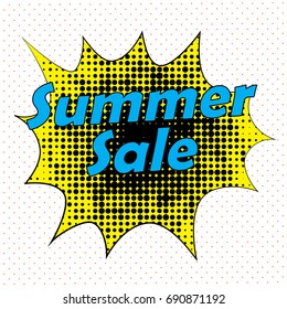 Pop Art style comic summer sale concept vector illustration.