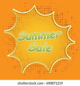Pop Art style comic summer sale concept vector illustration.