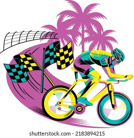 pop art style cycling sports vector design
