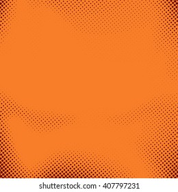 Pop art style dotted minimalistic background in orange bright polka dot retro pattern. Vector illustration