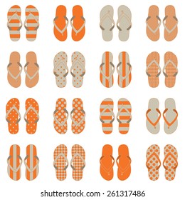Pop Art style flip flops in a colorful checkerboard design. 10 eps