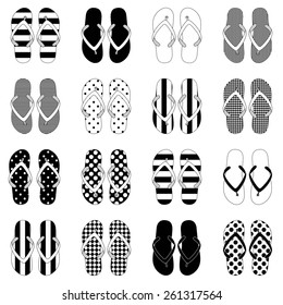 Pop Art style flip flops in a colorful checkerboard design. 10 eps