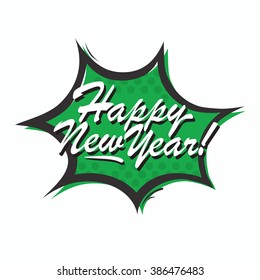 Pop art style Happy New Year isolated vector sticker