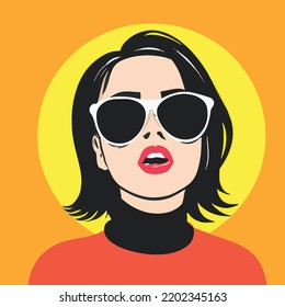 Pop art style illustration of woman in sunglasses