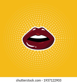 Pop art style Lips in red color with yellow color