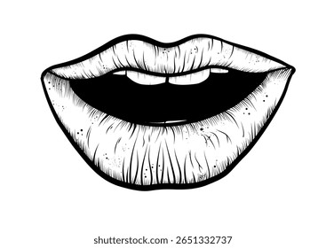 Pop art estilo lábios e balão balão para promoção e marketing banner , cartaz com cópia espaço- ilustração vetorial