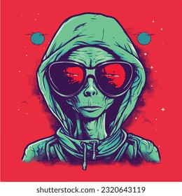 pop art style logo for clothes alien