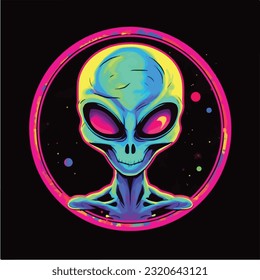 pop art style logo for clothes alien