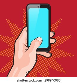 Pop Art Style Mockup with Smartphone in Hand