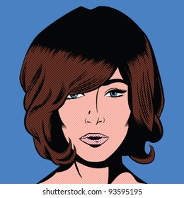 Pop Art Style Mod Girl -Separate dot & solid color layers