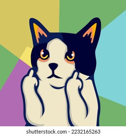 pop art style naughty cat illustration