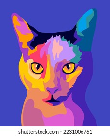 Pop art style Oriental Shorthair cat illustration