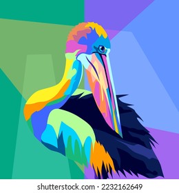 pop art style pelican illustration