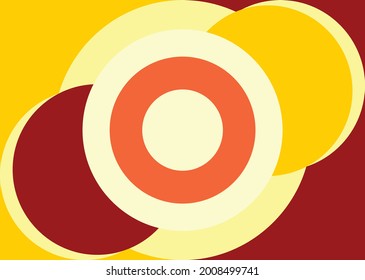 Pop art style poster background with circle shapes and a mixture of bright yellow, orange, and solid red bricks.