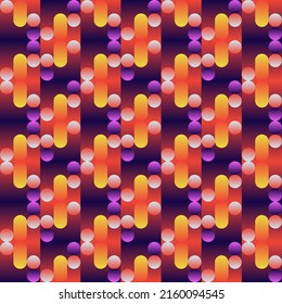 Pop Art style seamless pattern graphics with weird and bizarre motif aesthetics, built with a generative design approach and minimalist geometric forms and abstract vector shapes.