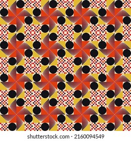 Pop Art style seamless pattern graphics with weird and bizarre motif aesthetics, built with a generative design approach and minimalist geometric forms and abstract vector shapes.