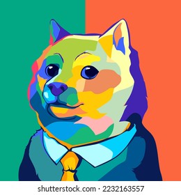 pop art style shiba inu dog illustration eps.10