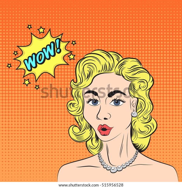 Pop Art Style Sketch Beautiful Blonde Stock Vector Royalty Free