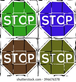 pop art style stop traffic sign print illustration vector print pattern. for fashion and graphic design. t shirt print, poster.