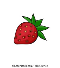 Pop art style strawberry patch badge. Vector sticker, pin, patch, illustration in cartoon 80s-90s comic style