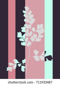 Pop Art  Style Tabby Herbarium Collage - Vector Dried Maidenhair Leaf 