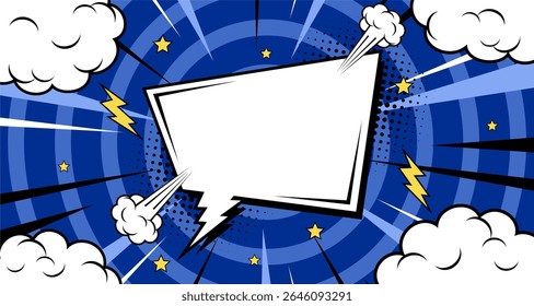 Pop art style template with speech bubble. Empty speech bubble with space for text. Vector illustration