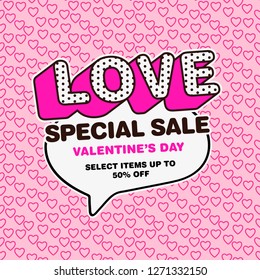 Pop art style valentine's day sale design template