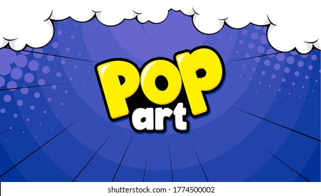 Pop art Style Vector Background. with Cloud and Bright comic on halftone background.