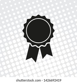Pop art style vector icon badge with ribbons 
