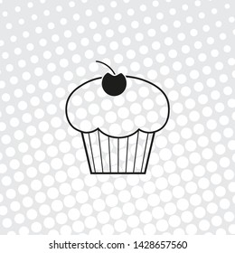  Pop art style Vector icon cupcake
