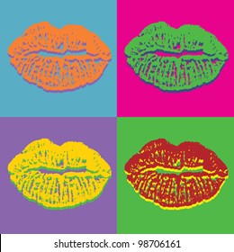 Pop art style vector lips