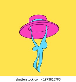 Pop Art Style. Woman Beach Hat. Flat Colorful Icon design.  Accessories vector symbol stock web illustration.