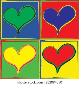 Pop art styled set of hearts