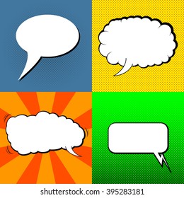 Pop art styled speech bubbles set. Template for your design. Vector EPS10.