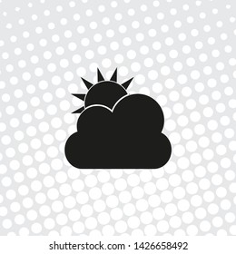 Pop art sun and cloud icon vector, weather
