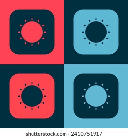 Pop art Sun icon isolated on color background.  Vector