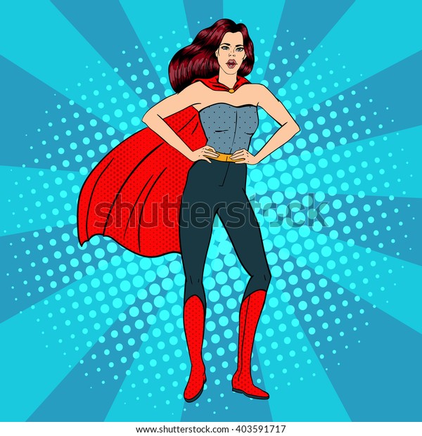 Pop Art Super Woman Superhero Costume Image Vectorielle De Stock Libre De Droits