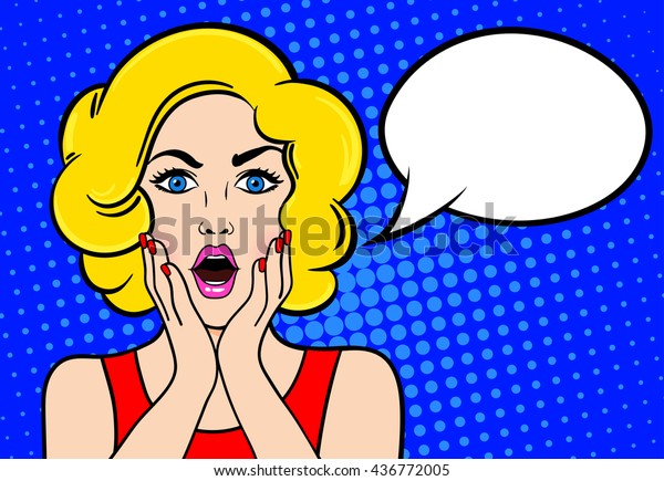 Pop Art Surprised Blond Woman Open Stock Vector (Royalty Free ...