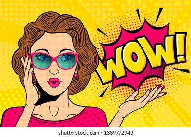 Pop Art Surprised Female Face Comic Stock Vector (Royalty Free ...