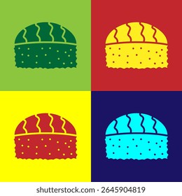 Pop art Sushi icon isolated on color background. Traditional Japanese food.  Vector