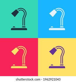 Pop art Table lamp icon isolated on color background.  Vector
