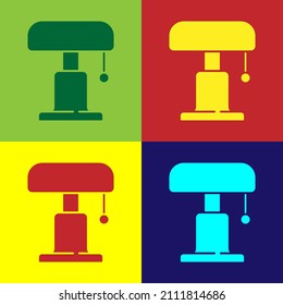 Icono de la lámpara Pop art Table aislado en el fondo del color.  Vector