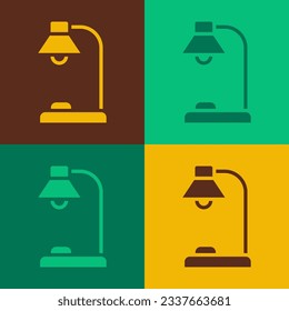 Pop art Table lamp icon isolated on color background.  Vector