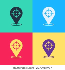 Pop art Target financial goal concept icon isolated on color background. Symbolic goals achievement, success.  Vector