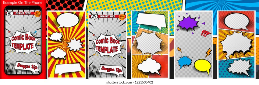 pop art template for social media - editable story cover design for photos.