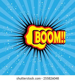 pop art text bubble, illustration in vector format different trendy colors vector with words boom