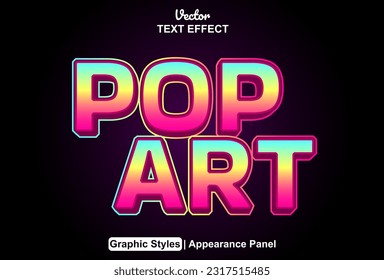 pop art text effect with pink graphic style and editable.
